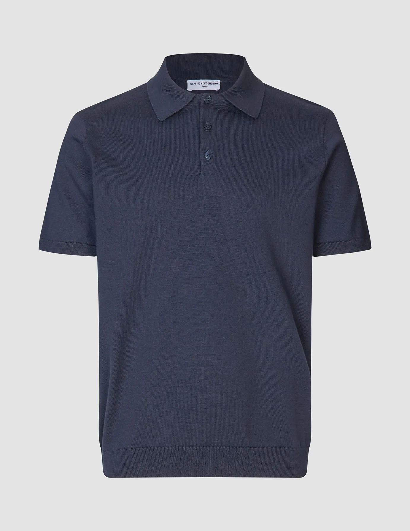 Everyday Knit Short Sleeve Polo Navy Dimensional Stability Weave Breathable Cotton Fabric