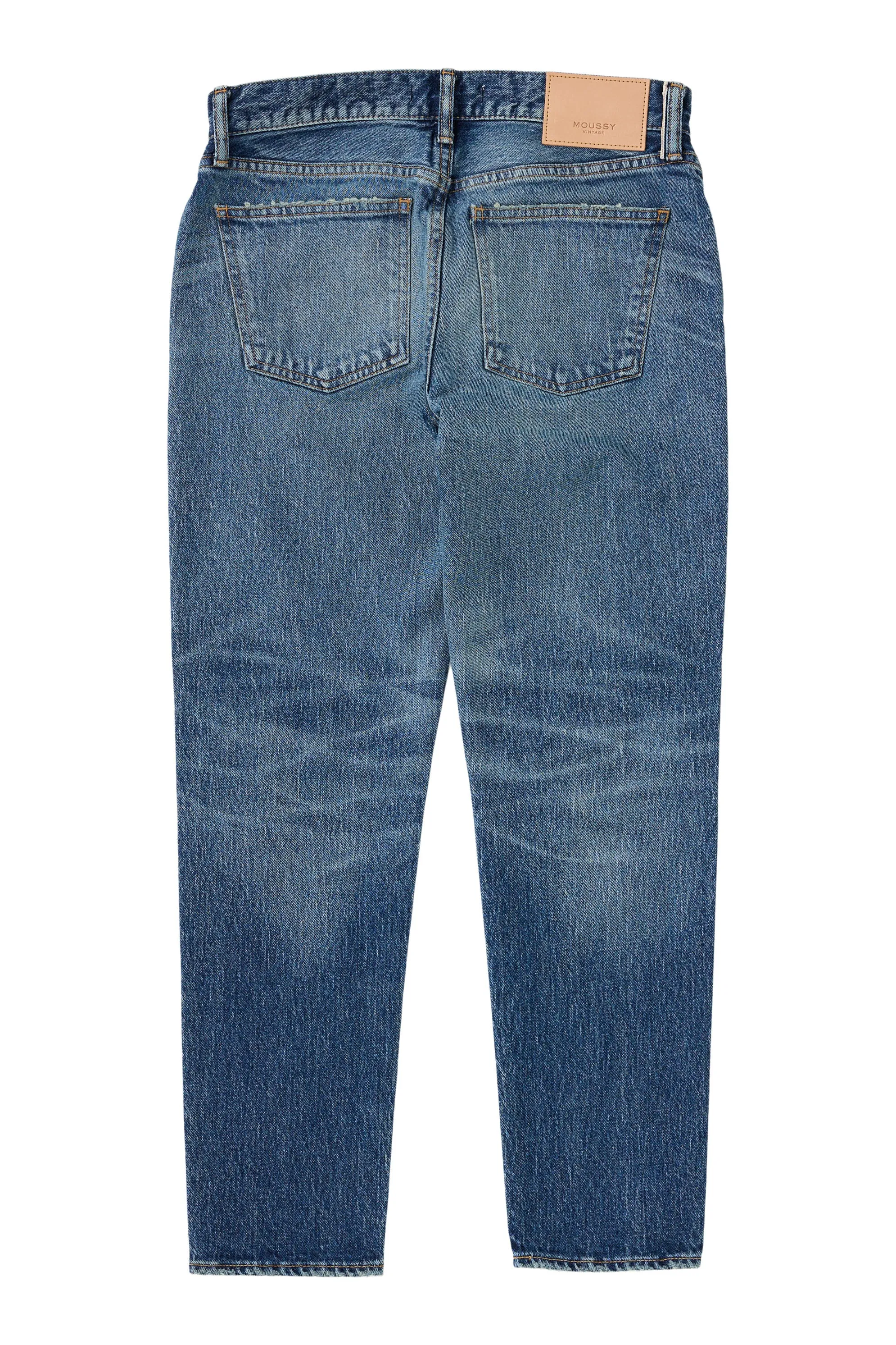 Minimal Fading Low Maintenance Moussy Denim Sycamore Tapered Jeans in Blue