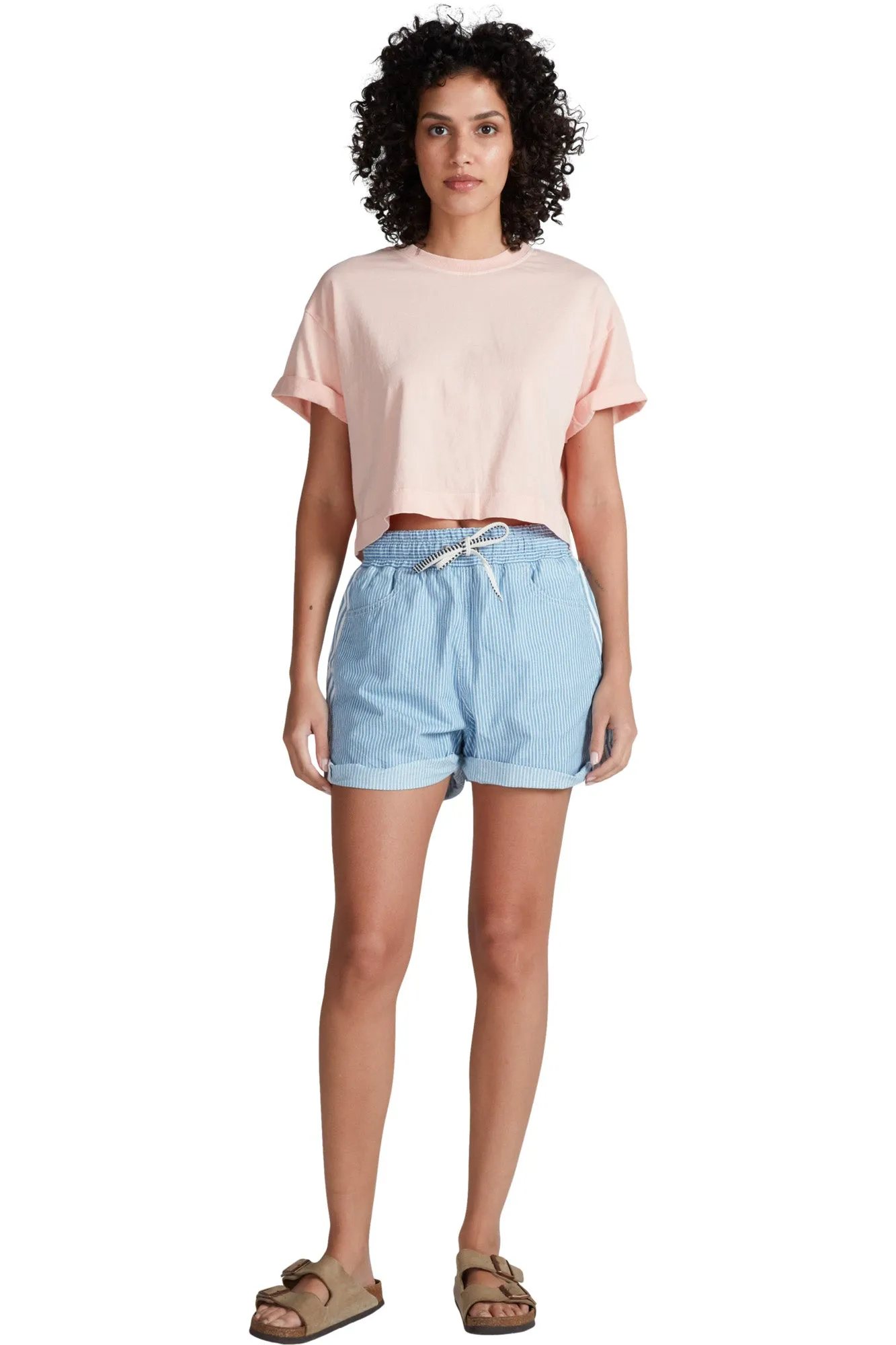 Day Wear Low Bulk Design ASKK NY Cancun Short in Blue Stripe