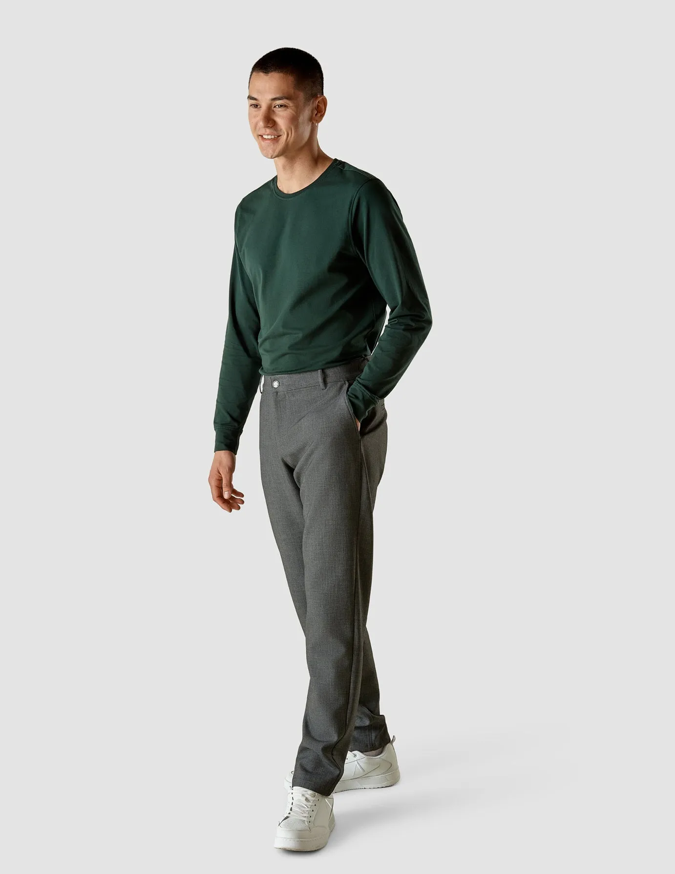 Heavy Edition Pants Slim Dark Grey Melange Reinforced Stitching Tailored Silhouette