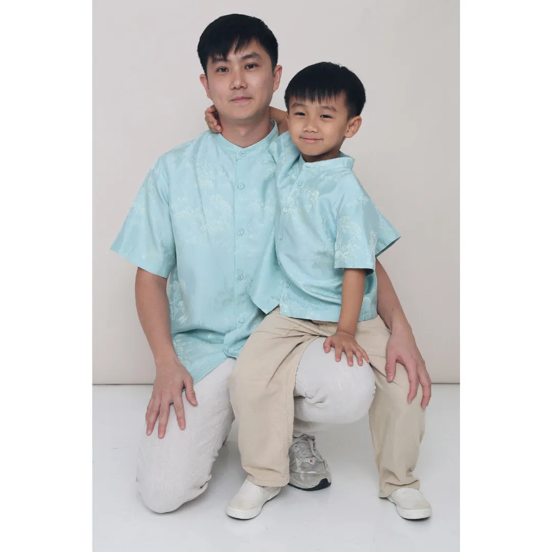 WaterRepellent Coating BambooBlend CNY MINI Noah Oriental Shirt Sage