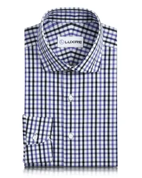 Classic Wardrobe Travel-friendly Purple Black Tattersall Gingham Shirt