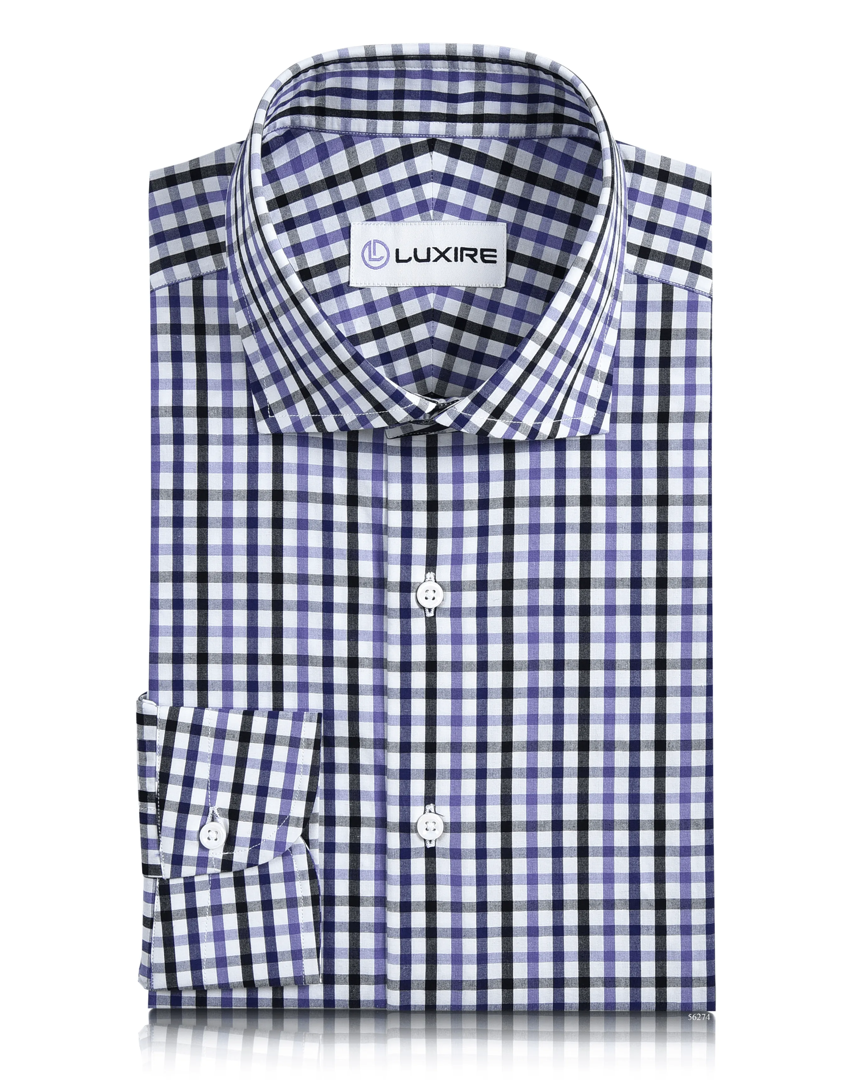 Classic Wardrobe Travel-friendly Purple Black Tattersall Gingham Shirt