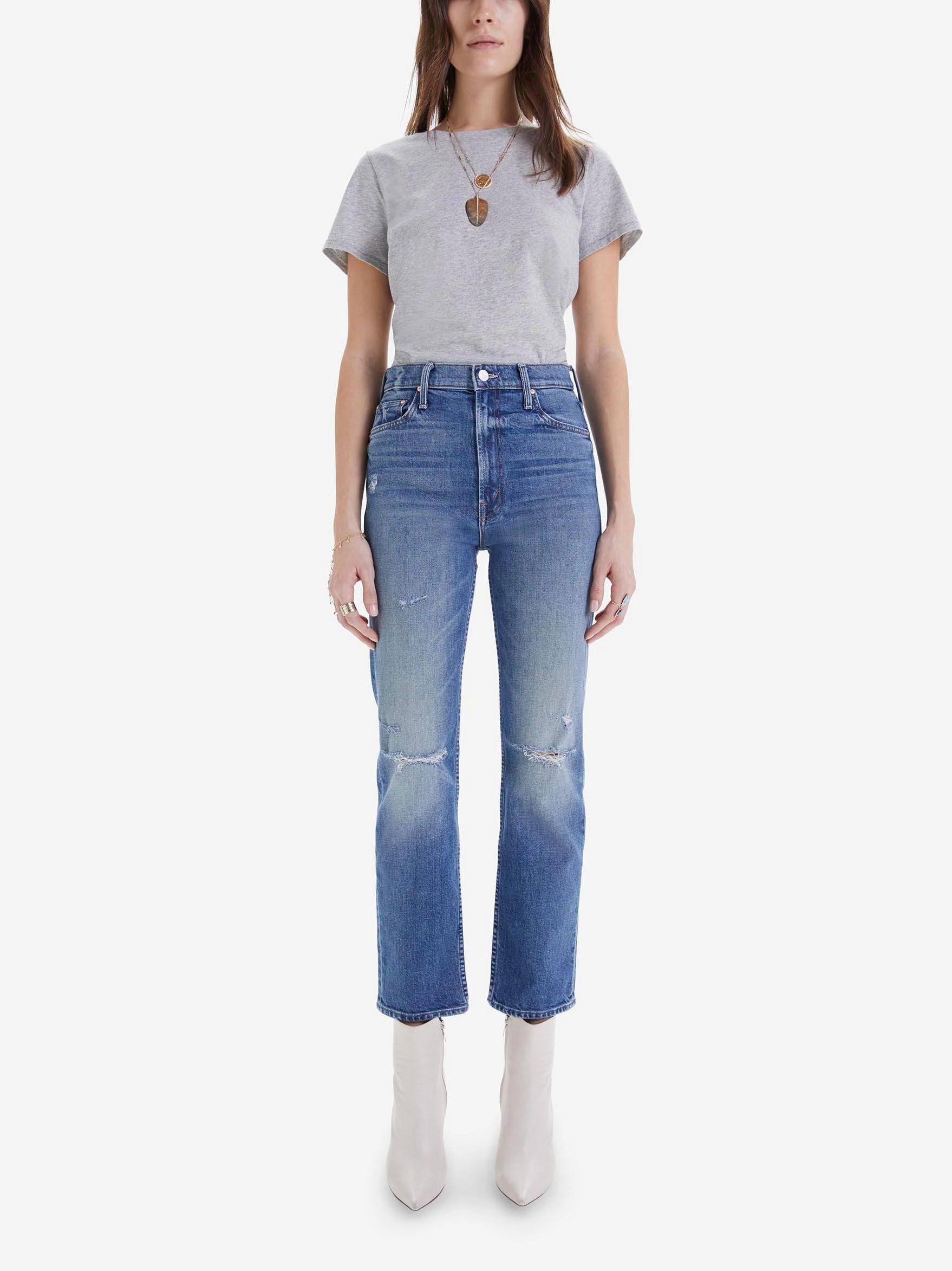 Style Blend Motion Ease MOTHER Denim High Waisted Rider Ankle in Far Beyond the Sky
