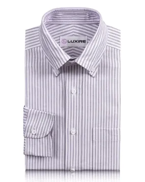 Purple  Dress Stripes Oxford Shirt Soft Comfort