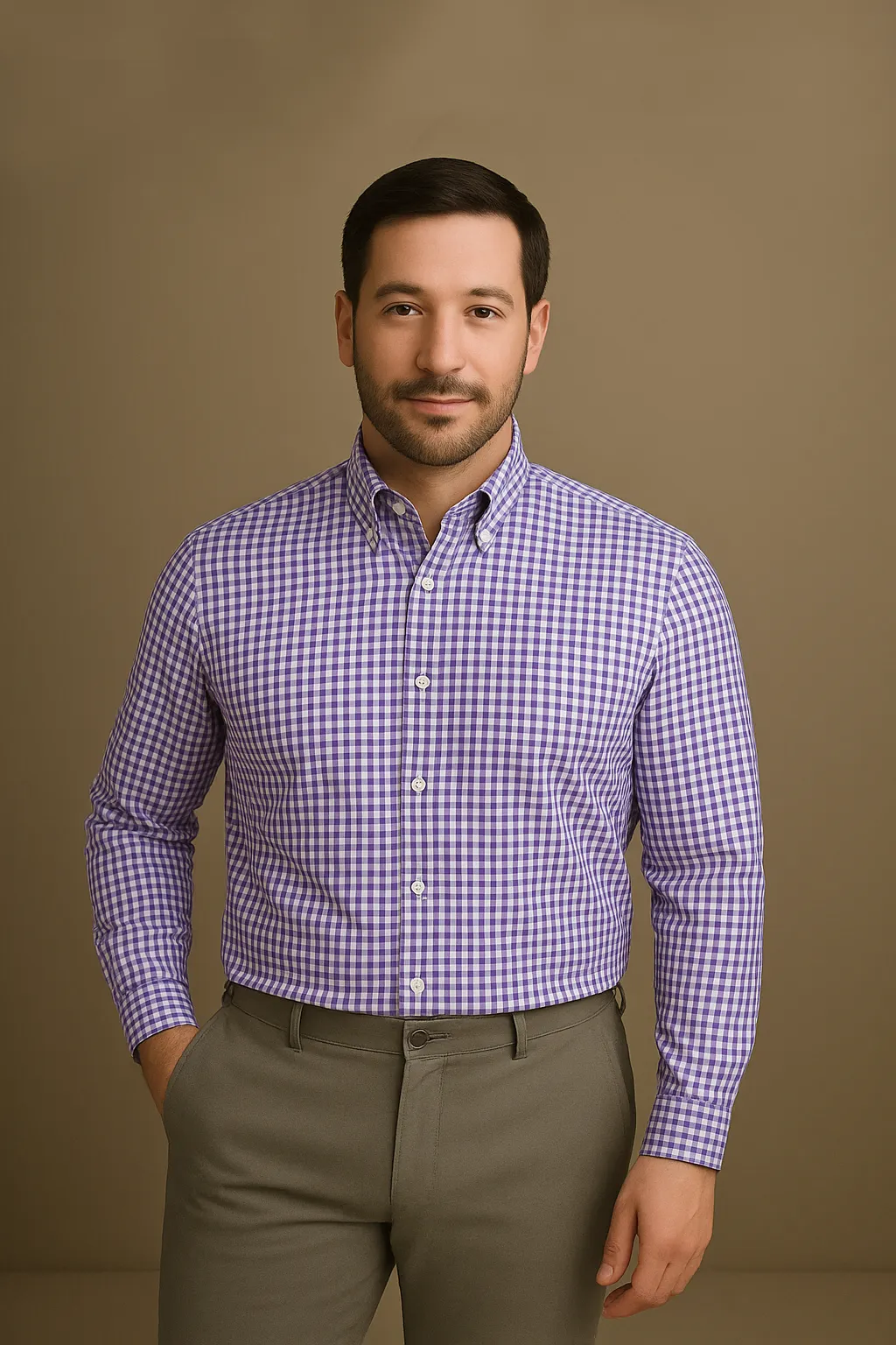 Purple Gingham Shirt Timeless Style Streamlined Design