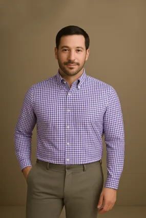 Purple Gingham Shirt Timeless Style Streamlined Design