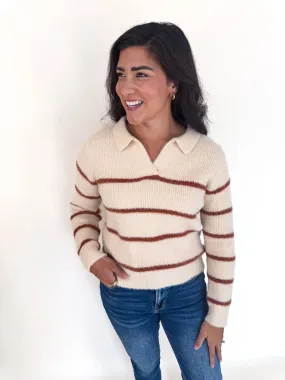 Cozy Active Wear Lightweight Thermal Tova Eyelash Yarn Collared Sweater