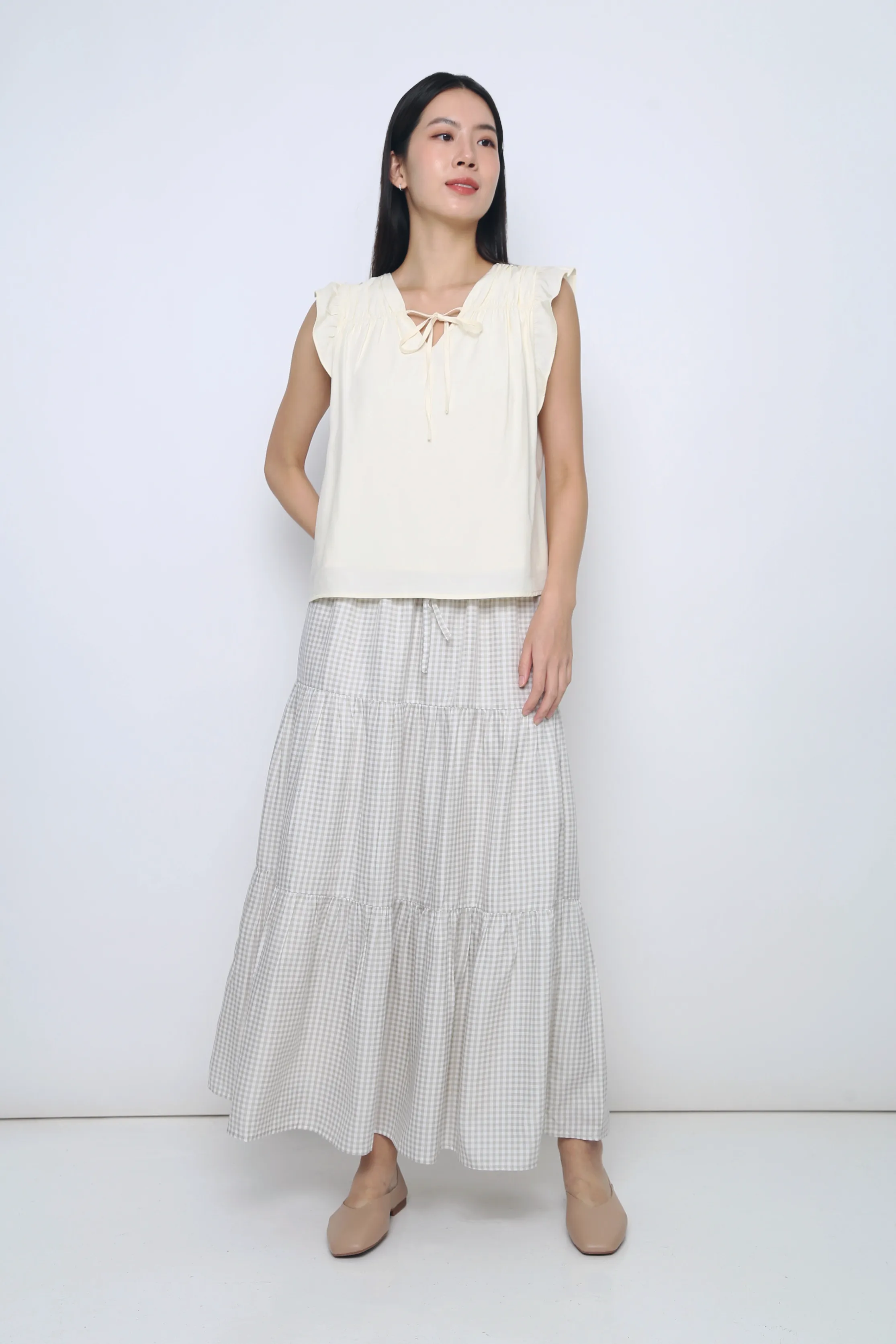 Butterfly Ruffles Blouse Buttermilk Street Style