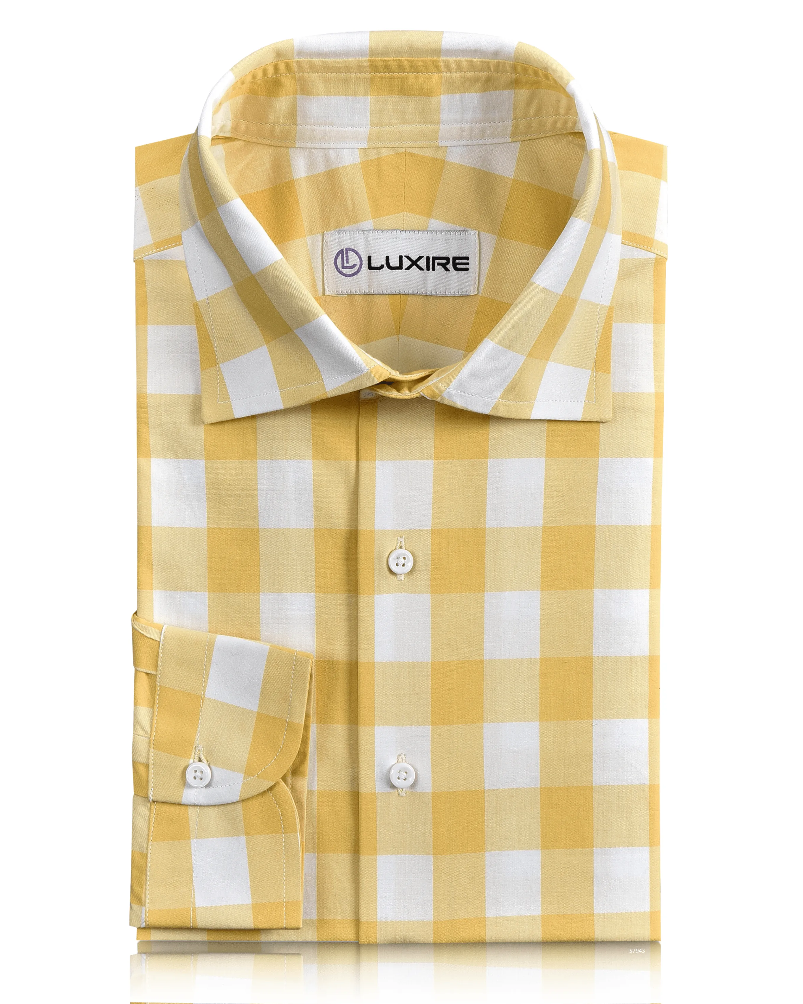 Golden Yellow Windowpane Checks On White Checkered Style Pastel Shade