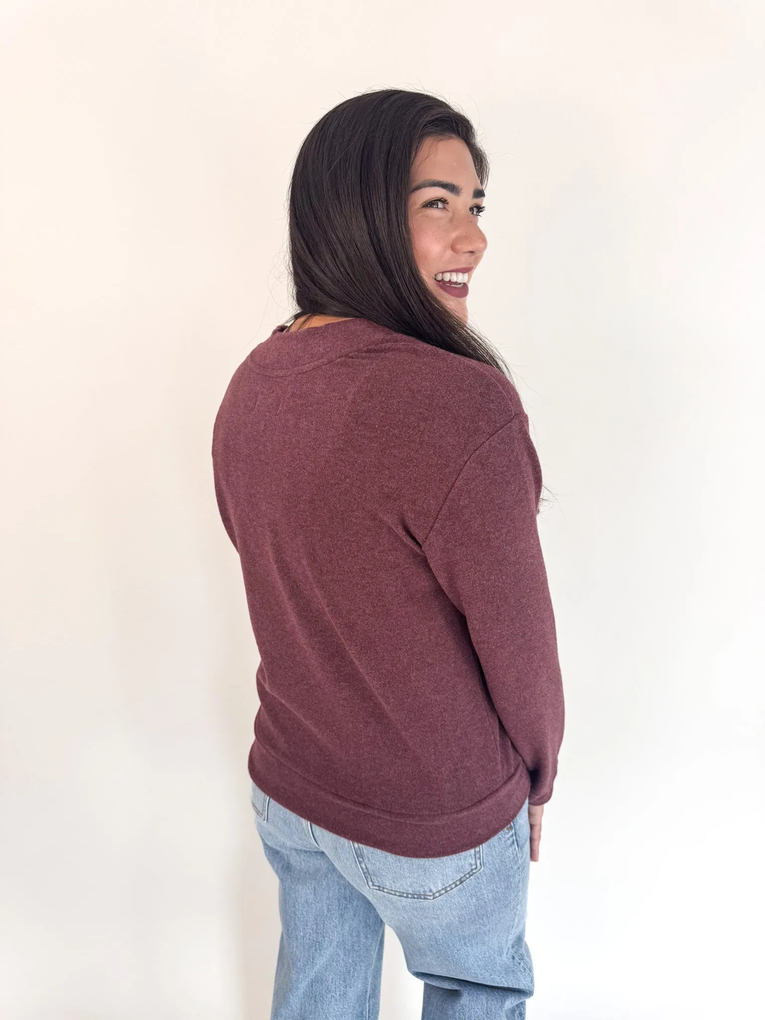 Manal Top- Wine Heather Cold Weather Knitwear