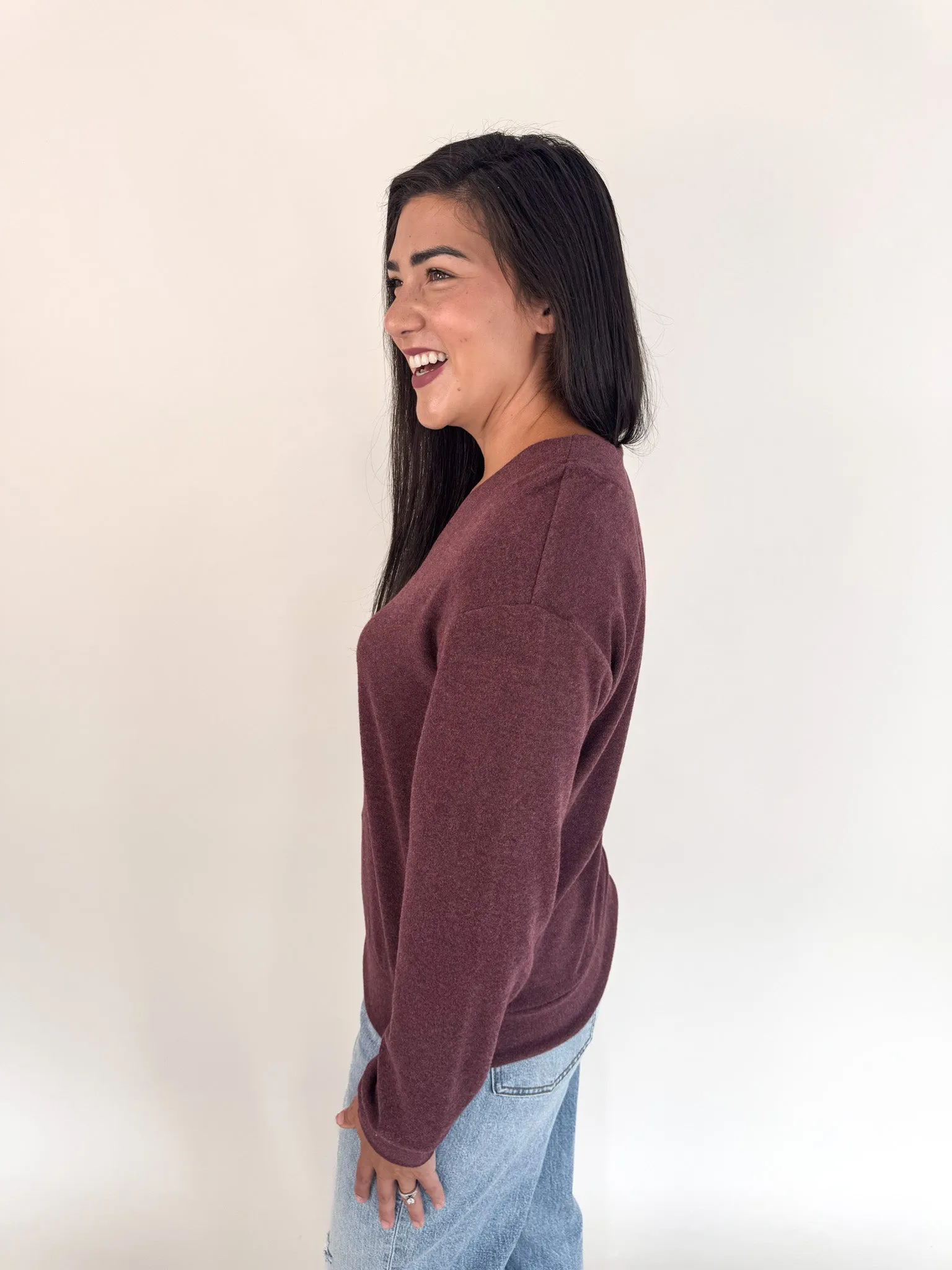 Cold Weather Wear Manal Top- Wine Heather