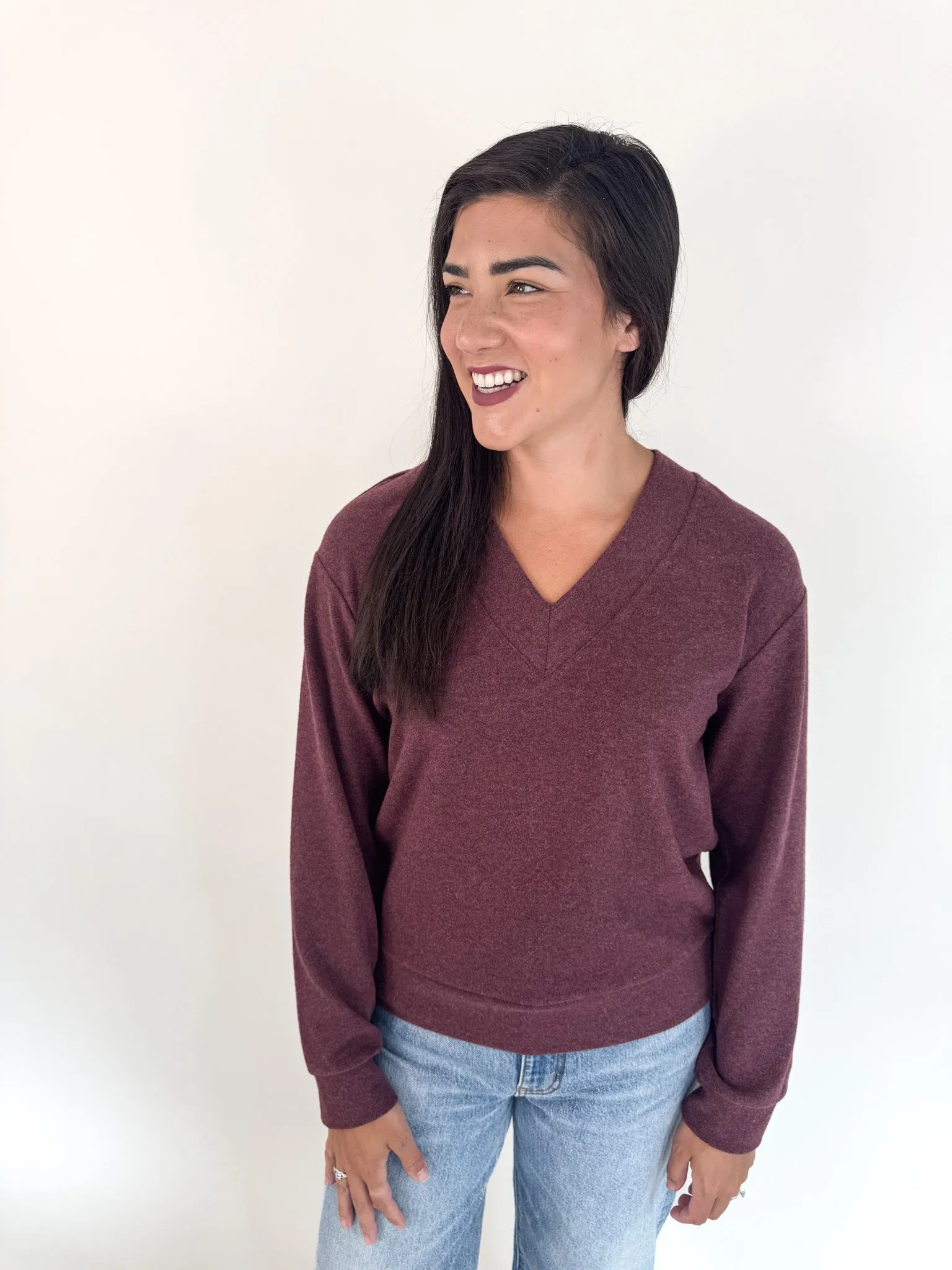 Manal Top- Wine Heather Layering pieces Performance Comfort Fit