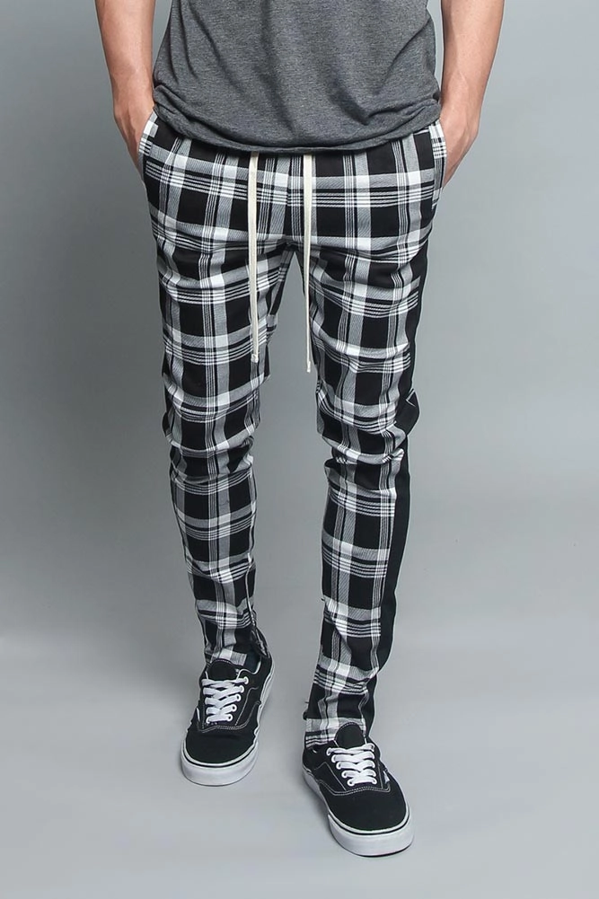 Sporty Style FlexibleMobility Plaid Track Pants