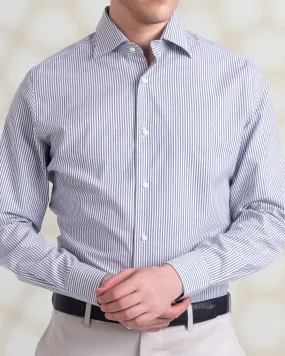 Grey University Stripes Oxford Shirt Durable Texture Seasonal Essential