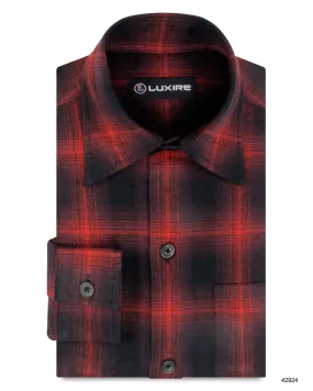 Red Black Tartan Checks Tagless Labeling Everyday Layer