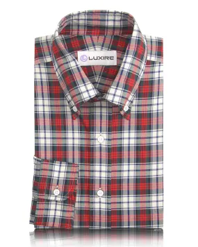Red Blue Tartan Twill Shirt Plus Size Winter Retreat
