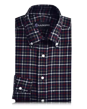 Red Bronze Navy Tattersall Flannel Sheer Panel Matte Finish