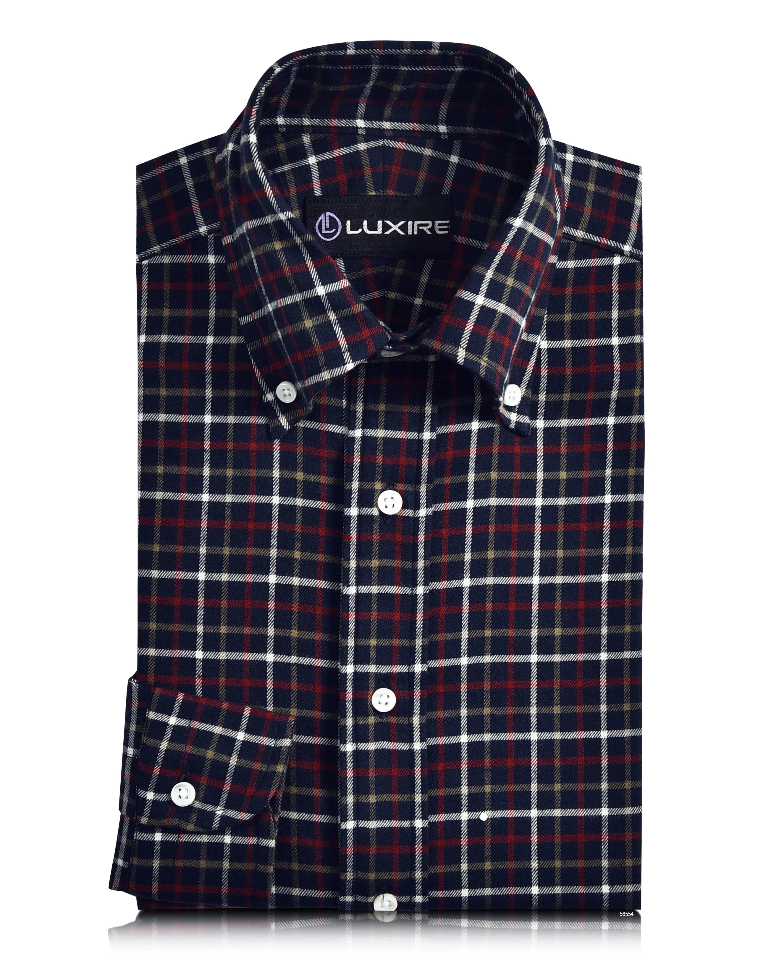 Red Bronze Navy Tattersall Flannel Sheer Panel Matte Finish