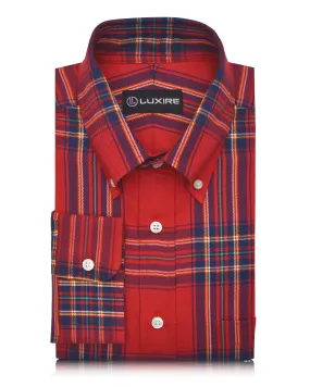 All day wearability Red Navy Blue Tartan Flannel Shirt