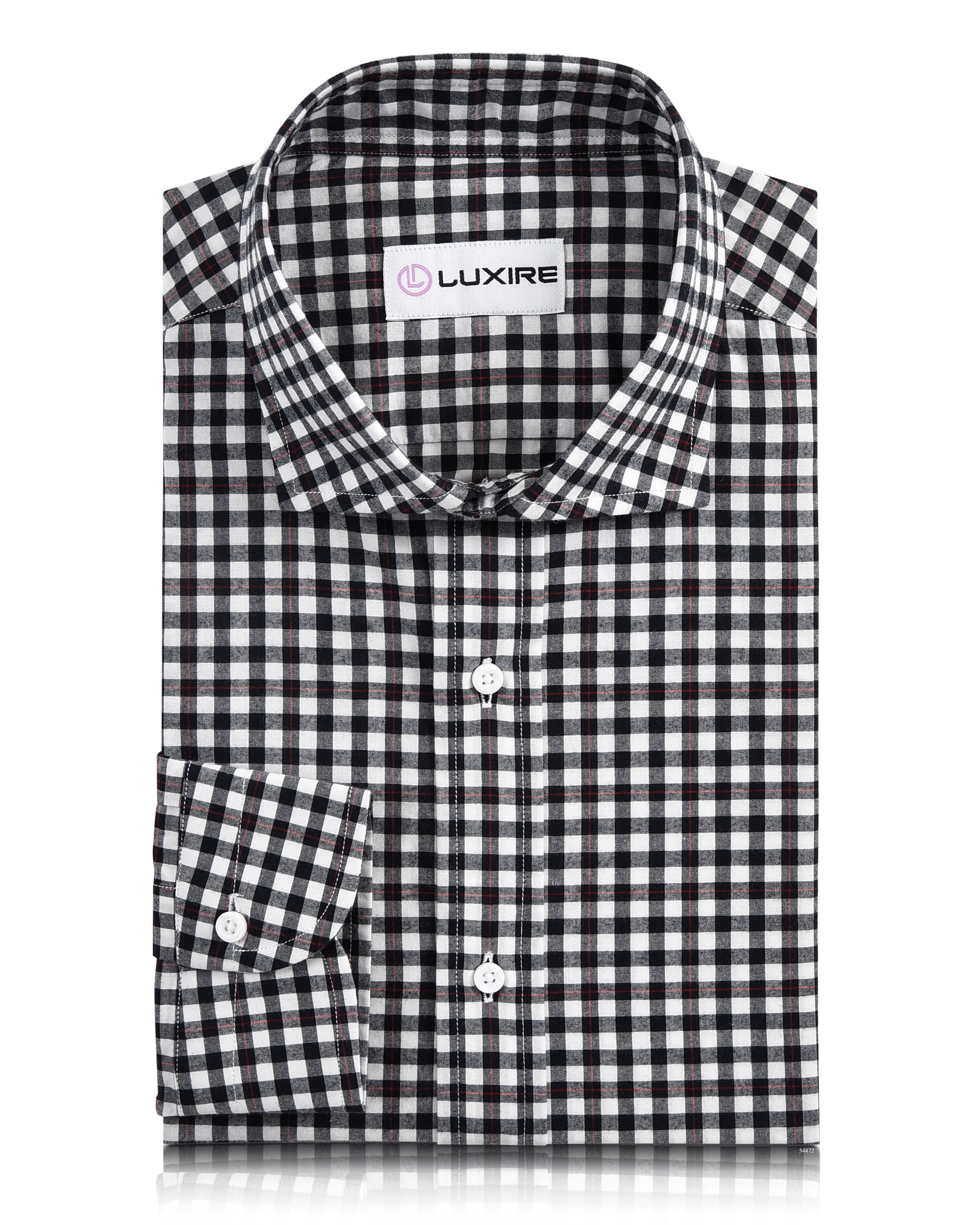 Red Pinstripes On Black Gingham Shirt Hypoallergenic Lining