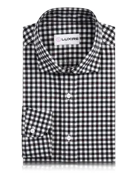 Red Pinstripes On Black Gingham Shirt Hypoallergenic Lining