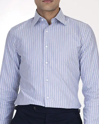 Red White Stripes on Blue Oxford Breathable Underarm Vents Short Sleeve