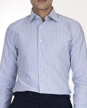 Red White Stripes on Blue Oxford Breathable Underarm Vents Short Sleeve