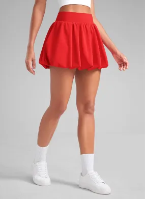 Feathery-Fit Soft Bubble Hem Balloon Ruffle Skort Visual Outfit Must Have Feature