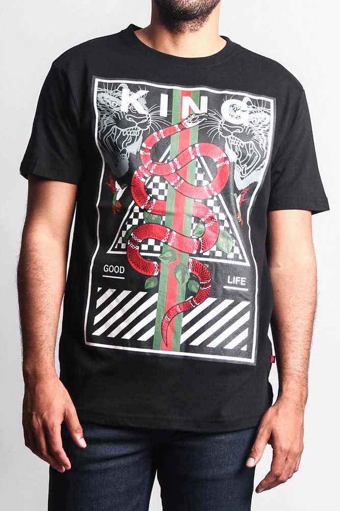 Flexible Ribbed Cuffs King Snake T-Shirt