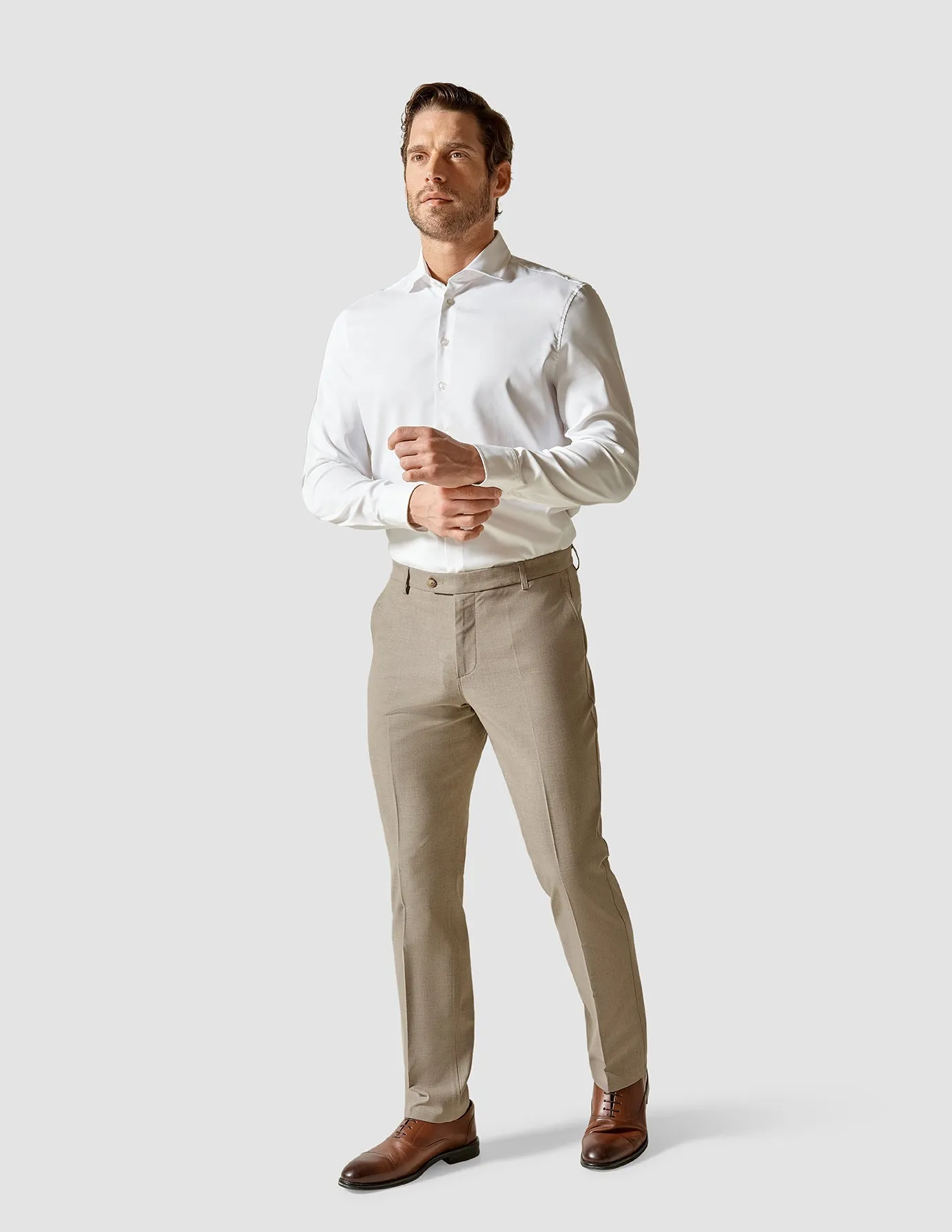 Essential Suit Pants Regular Beige Melange Casual Vibe Slim Profile