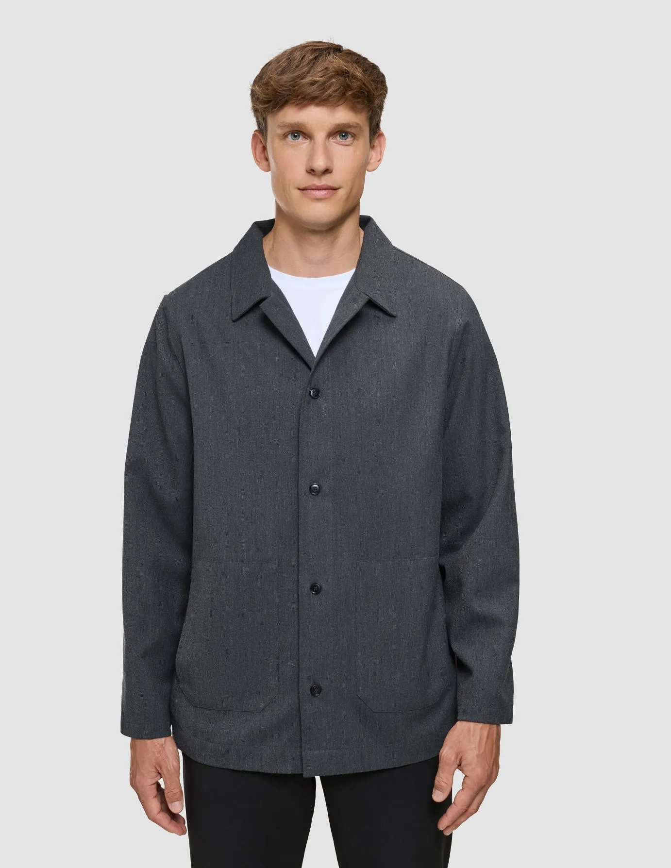 Minimalist Closure V-neck style Heritage Overshirt Stone Grey