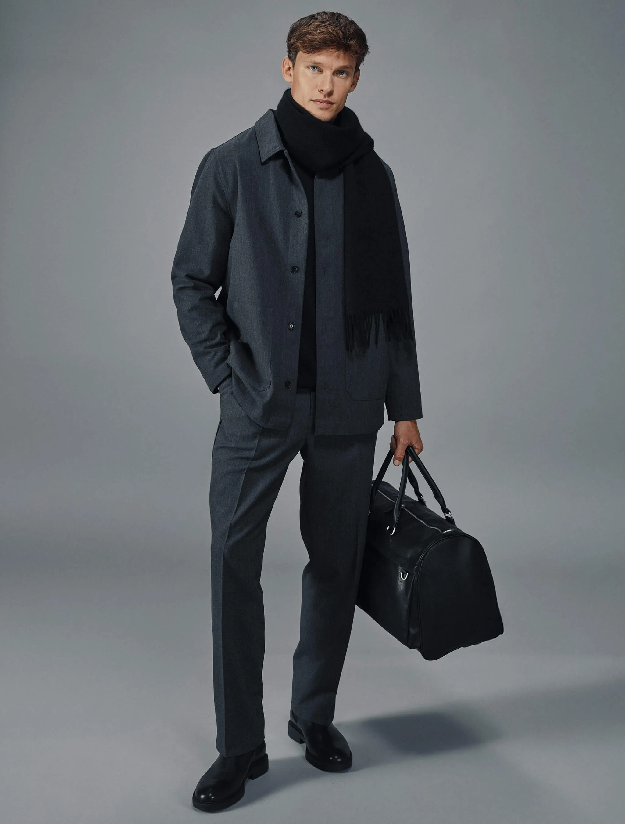 Heritage Overshirt Stone Grey Smooth Stitch Pattern Trendy Look