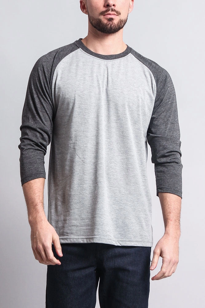 Men's Baseball T-Shirt (Grey/Charcoal) LongWearingComfort