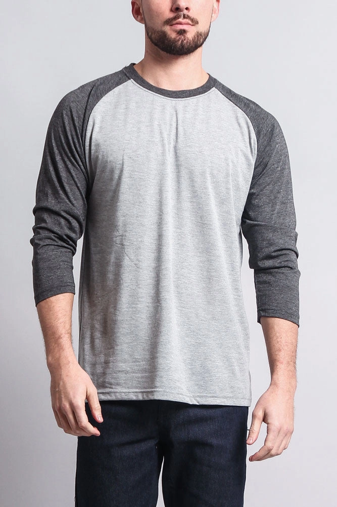 Men's Baseball T-Shirt (Grey/Charcoal) Ventilated Back Panel AntiPilling