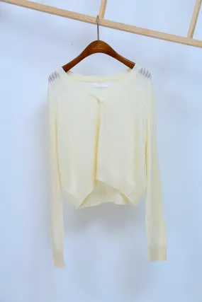 Tate Ultra Soft Boxy Knit Cardigan Off-White (Restock) RecycledPolyester WrinkleResistant Fabric