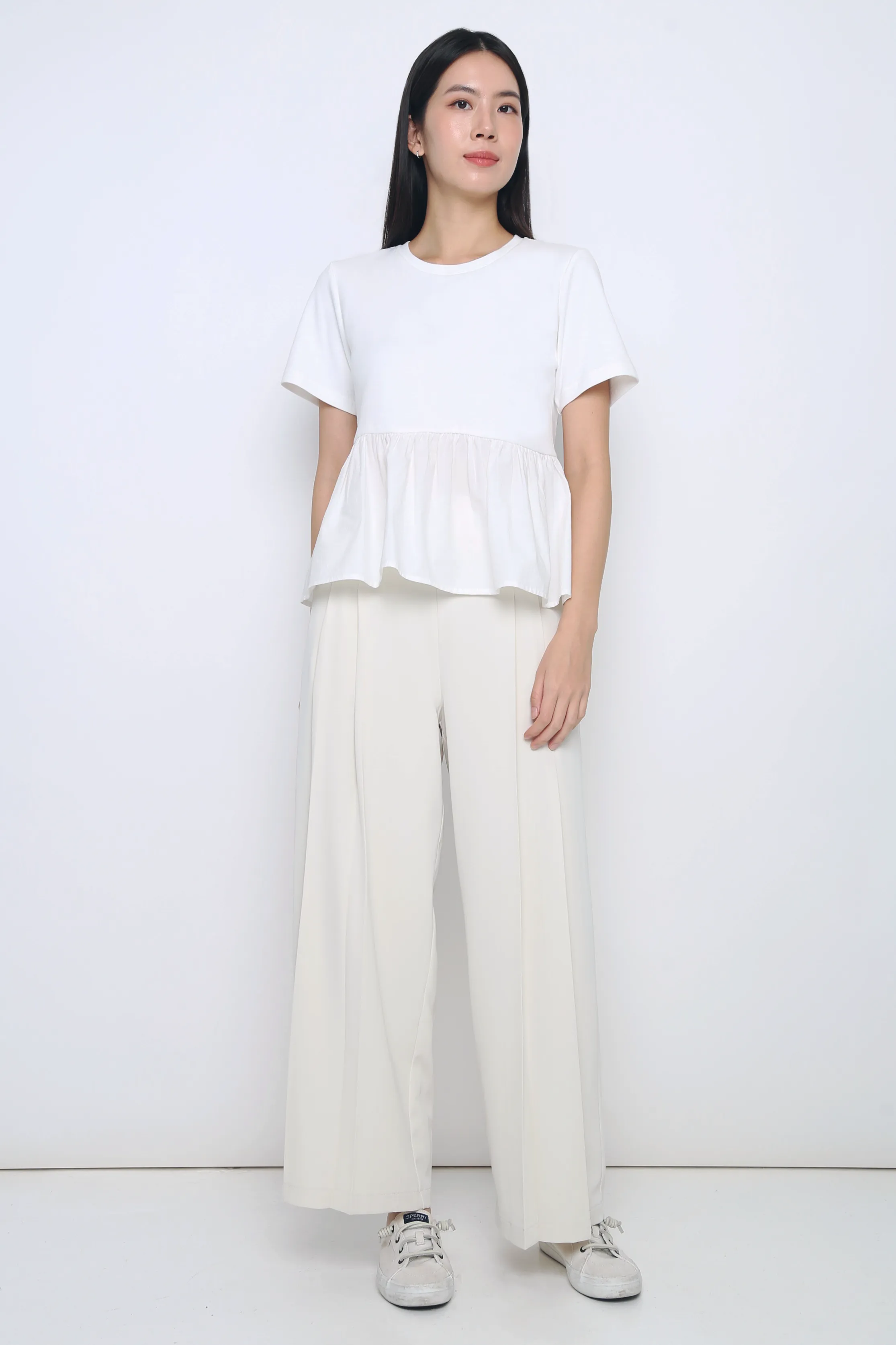 Sightseer Babydoll Top White AntiPillingSurface Biodegradable material