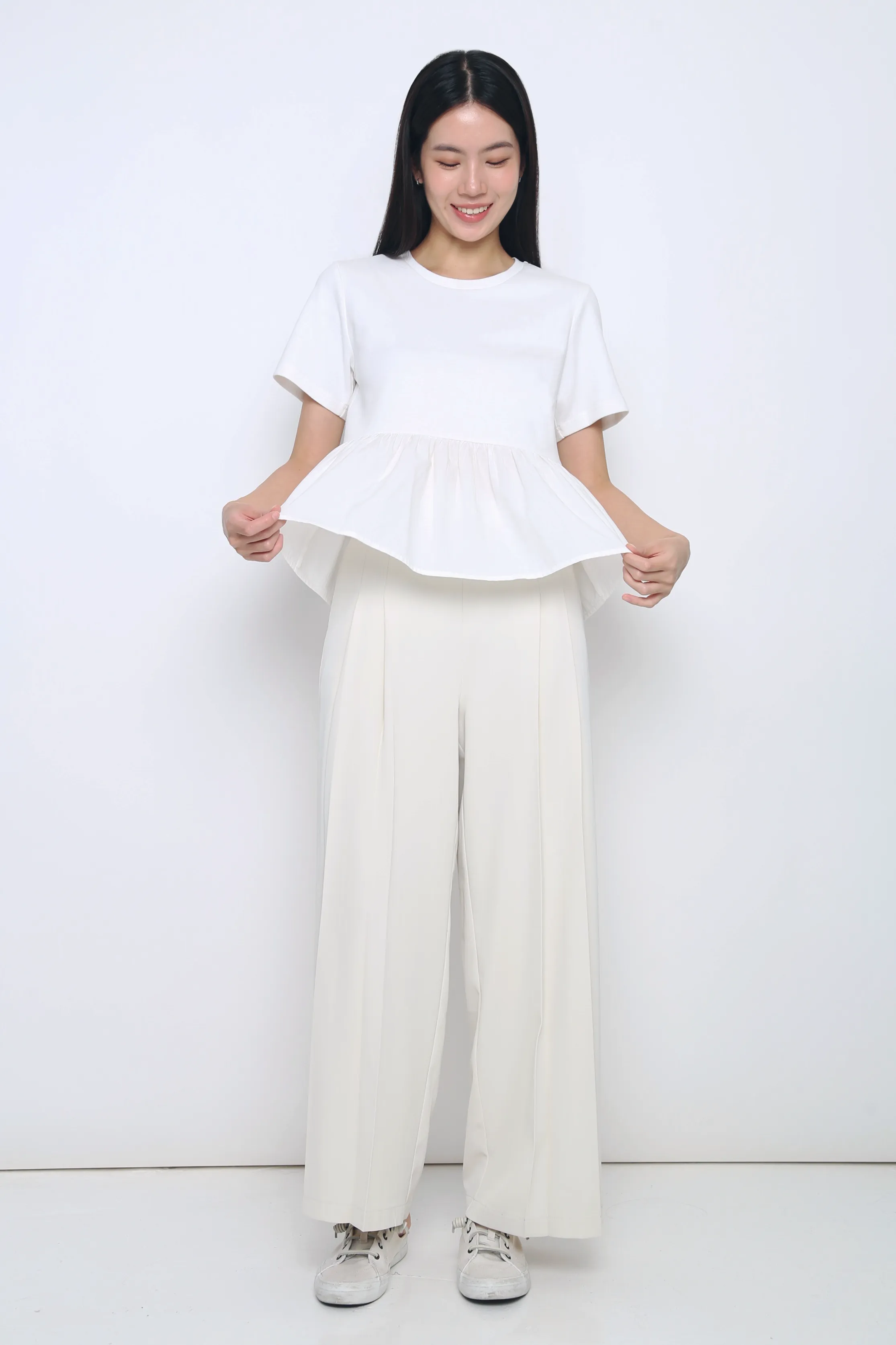 Tactile Soft Texture Sightseer Babydoll Top White