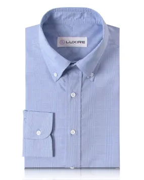 Tailored Cut Cozy Wear Glen Plaid Blue on White Shirt