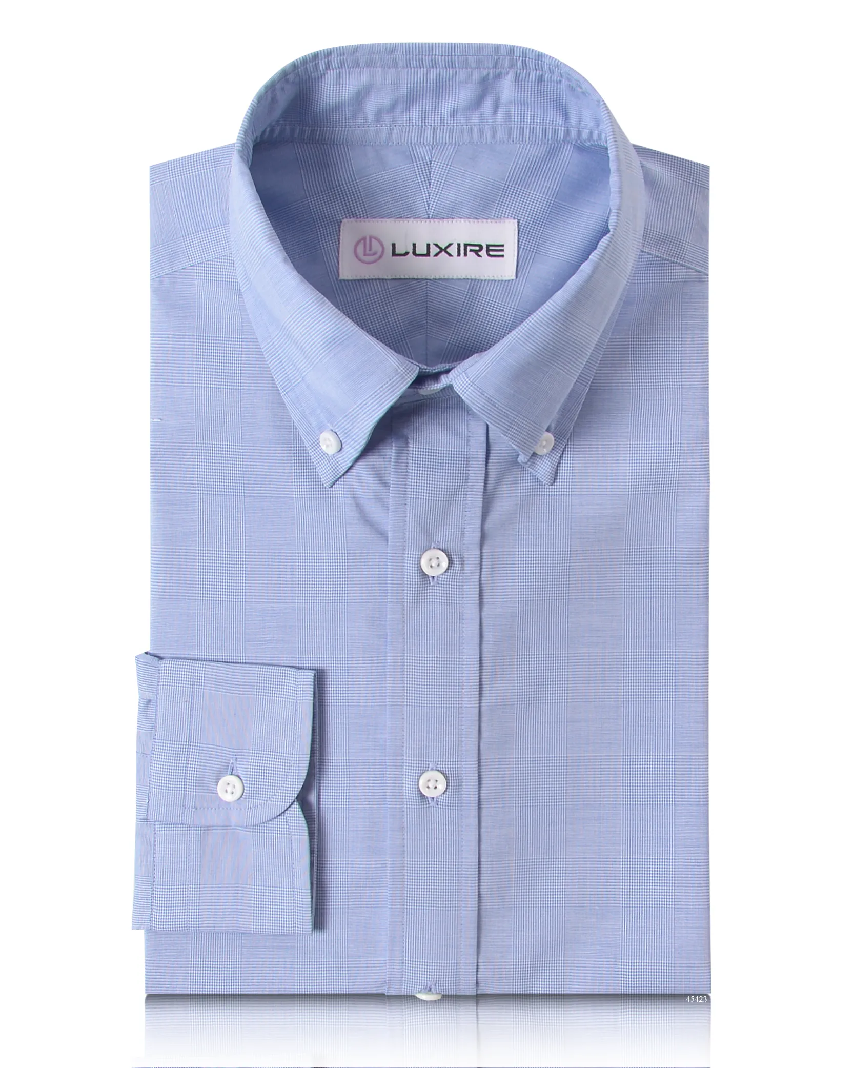Tailored Cut Cozy Wear Glen Plaid Blue on White Shirt