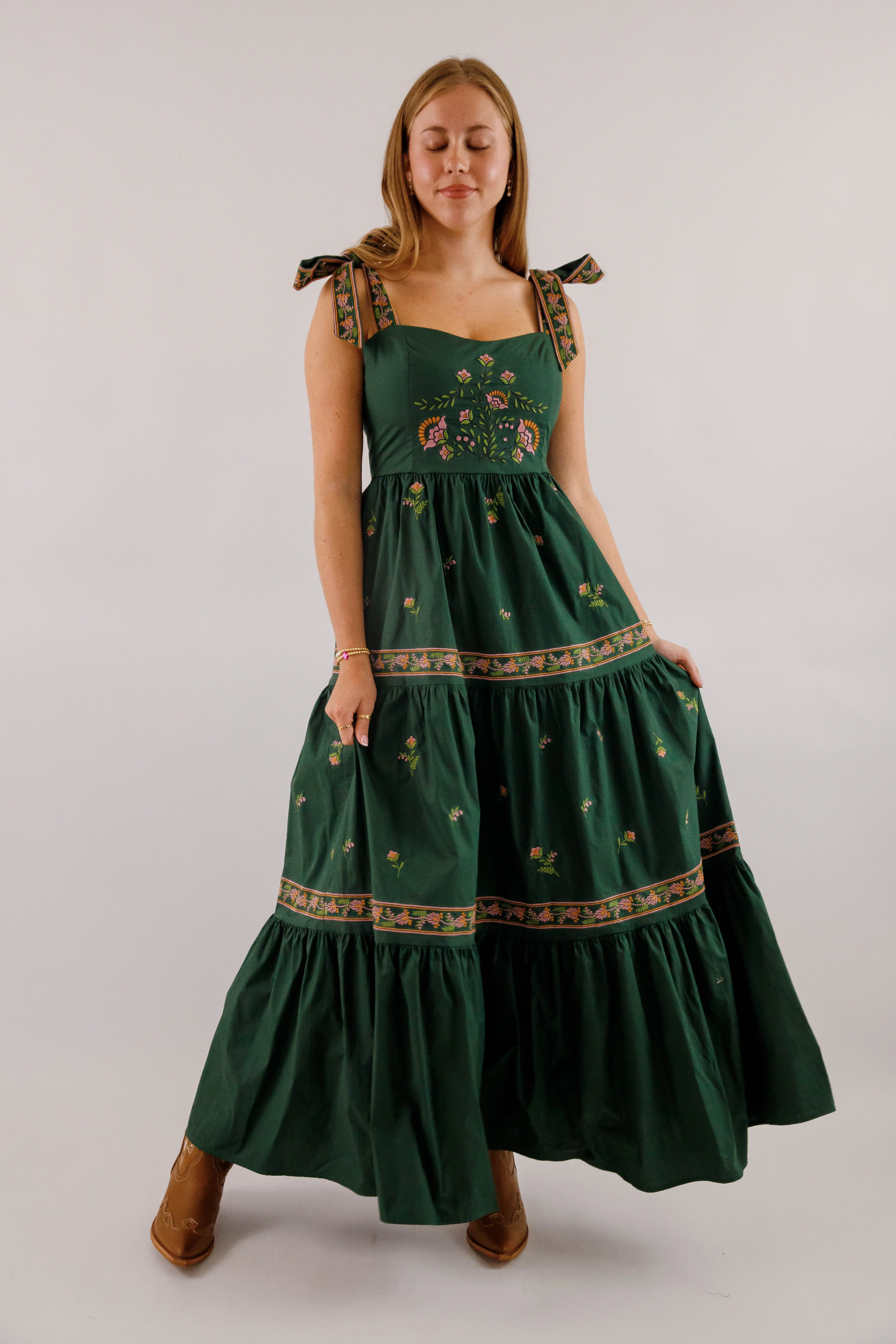 Back-Zip Easy Tones RESTOCK: A Feeling of Gratitude Maxi Dress-Hunter Green