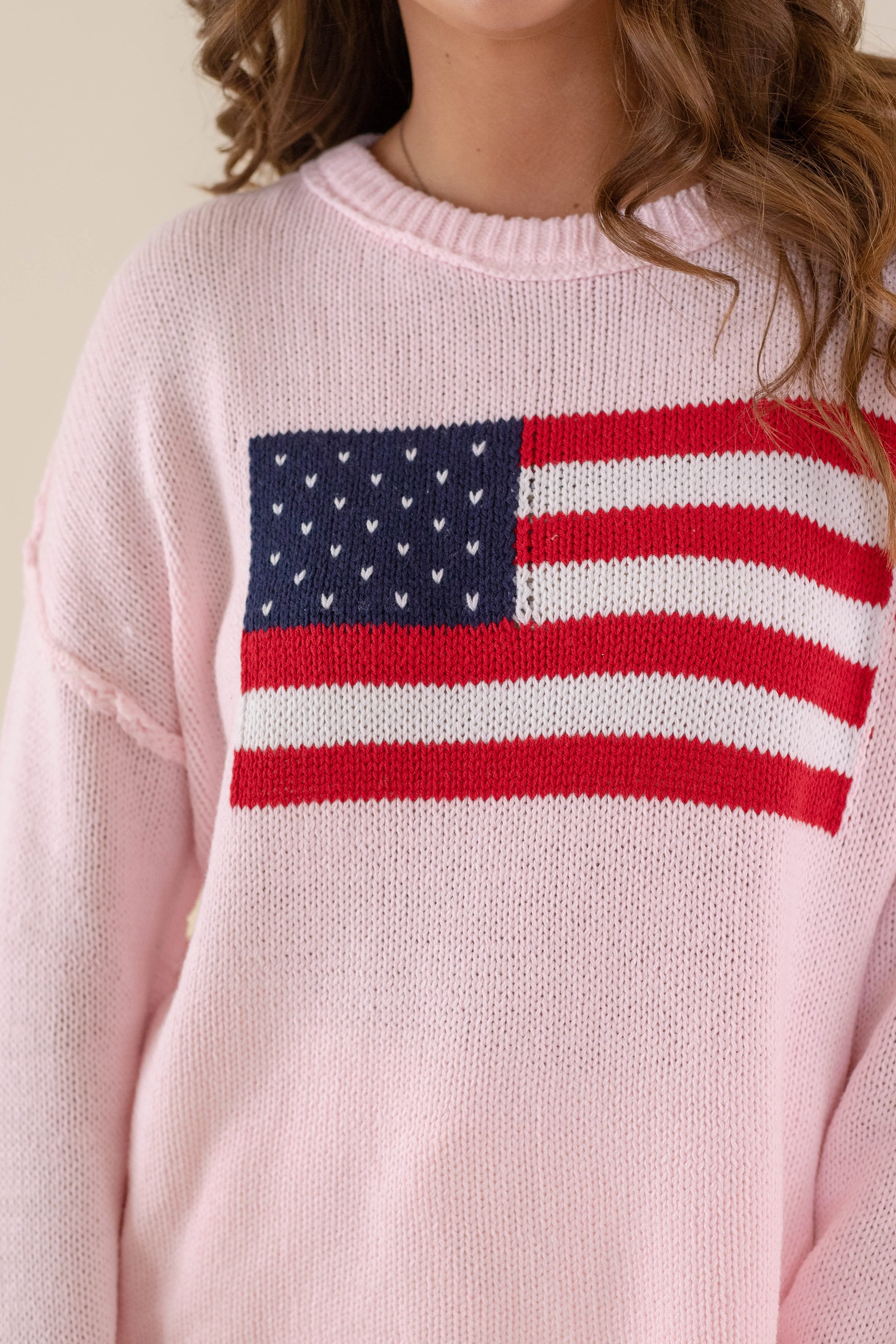 RESTOCK: All American Sweater-Blush Non Pilling Surface