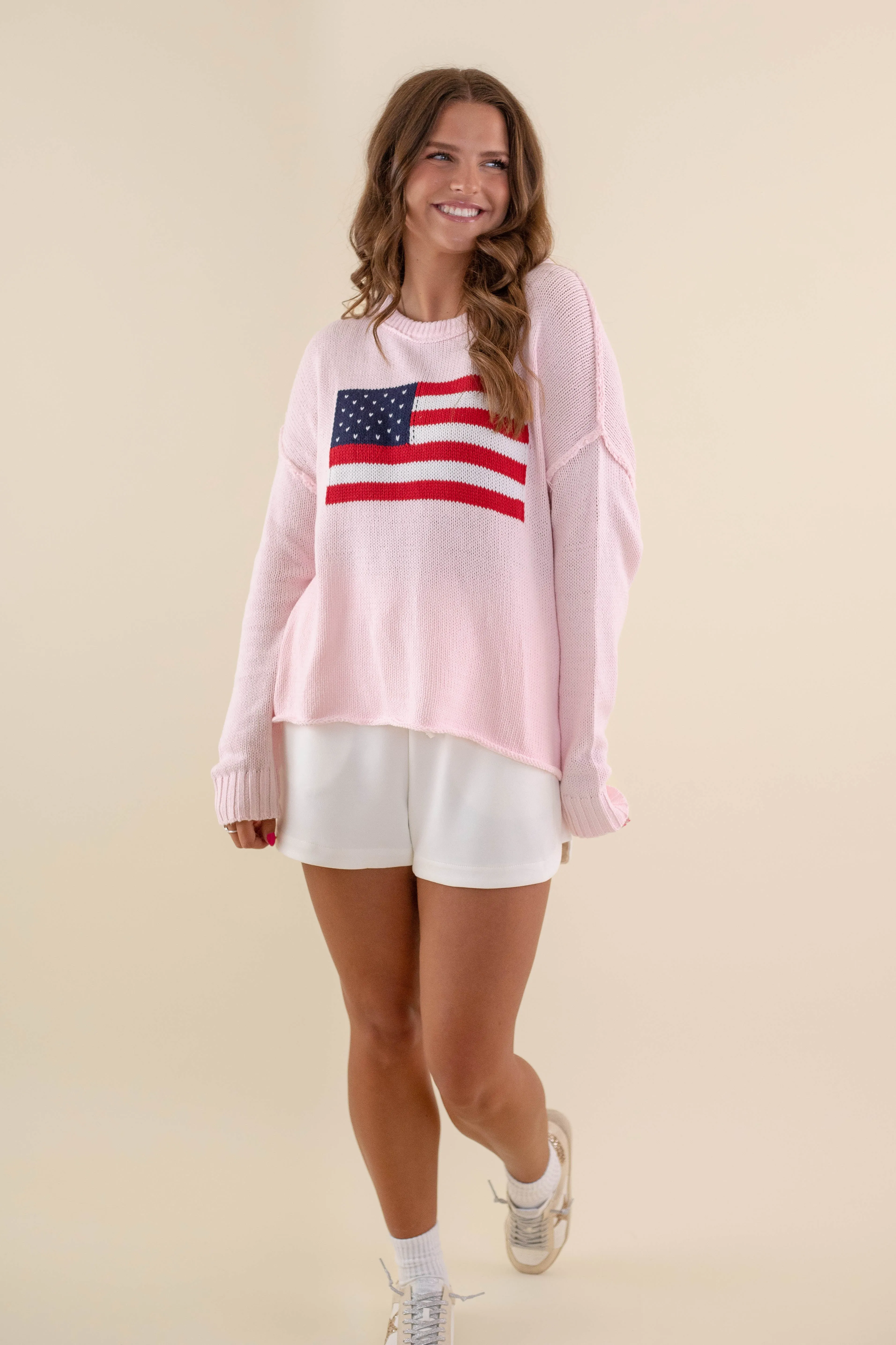 RESTOCK: All American Sweater-Blush Unisex style