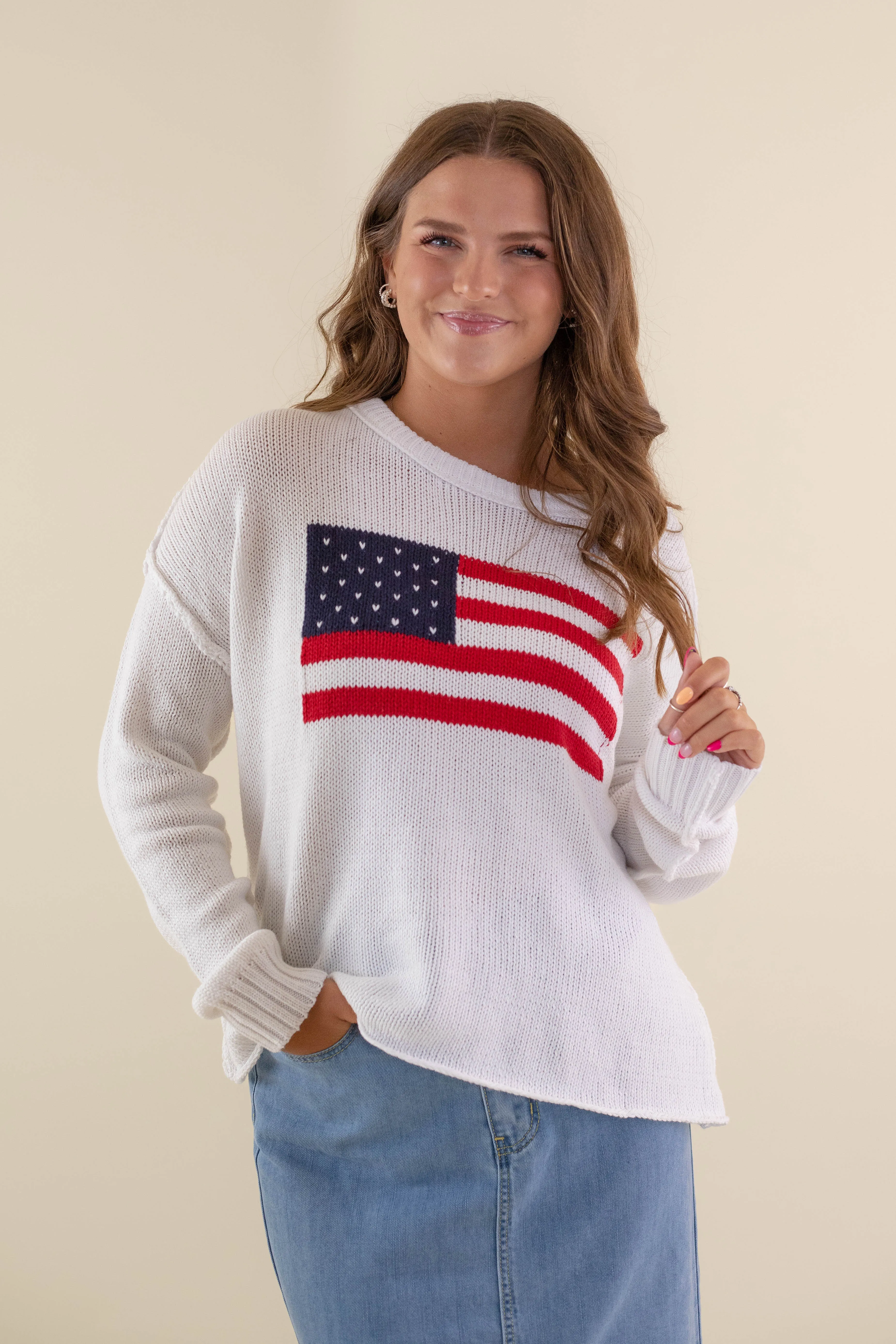 RESTOCK: All American Sweater-White Perfect Layering Minimal Design
