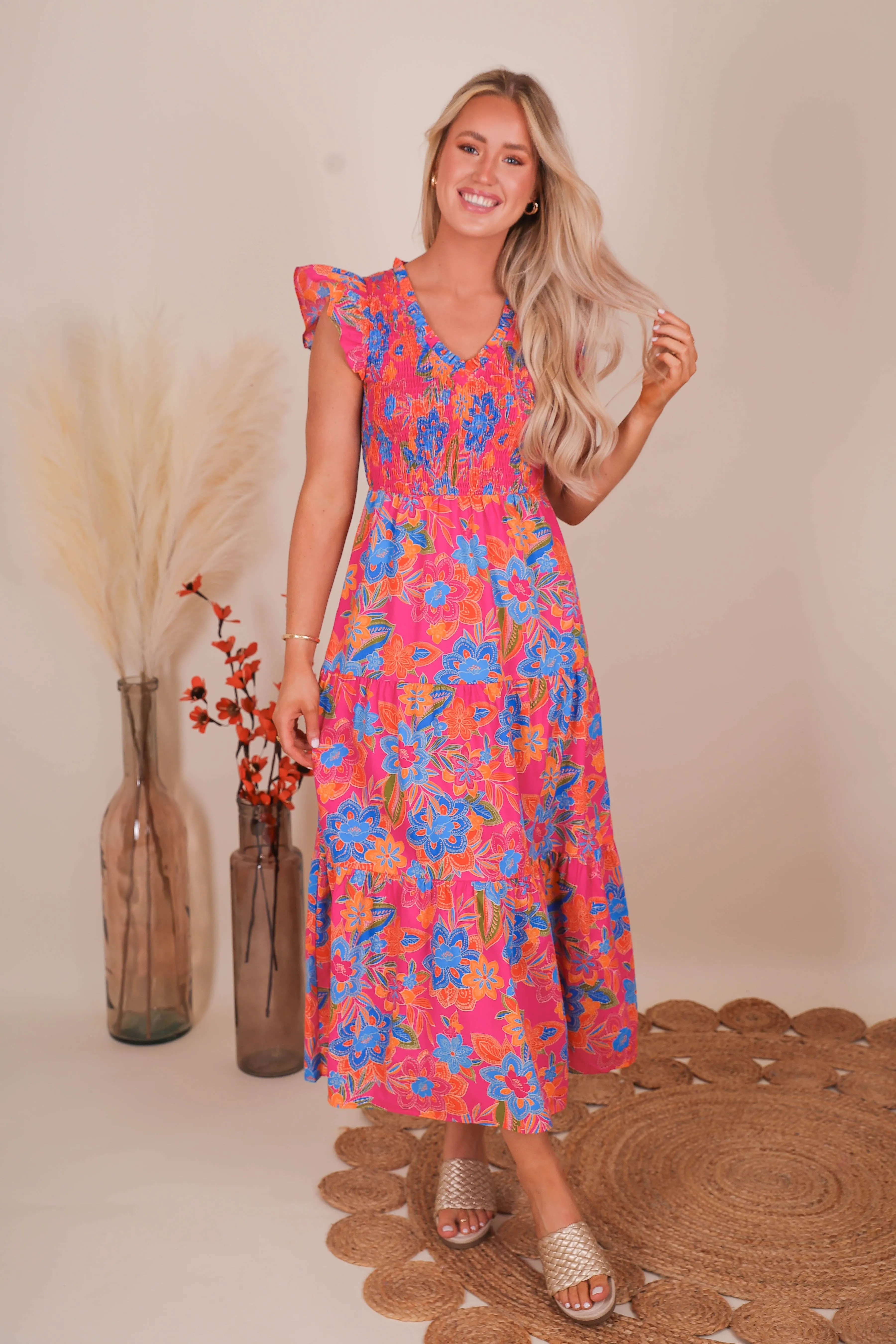 RESTOCK: It's No Surprise Dress-Floral Style Base Vibrant Edge