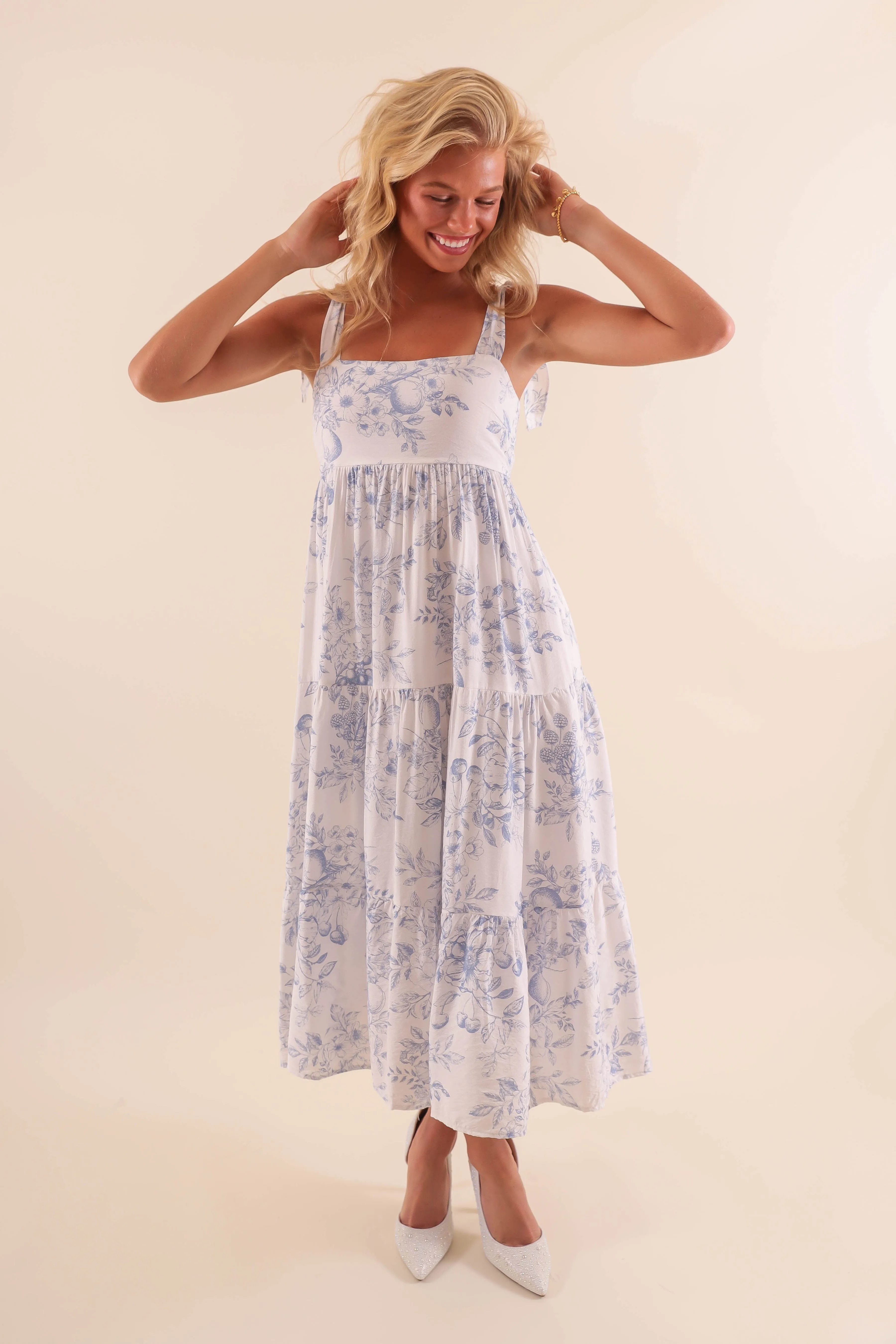 Fresh Aesthetic RESTOCK: Waiting At the Cottage Midi Dress-Blue