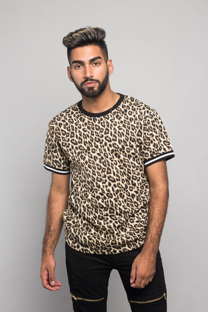 Animal Print Jersey T-Shirt DoubleLayered