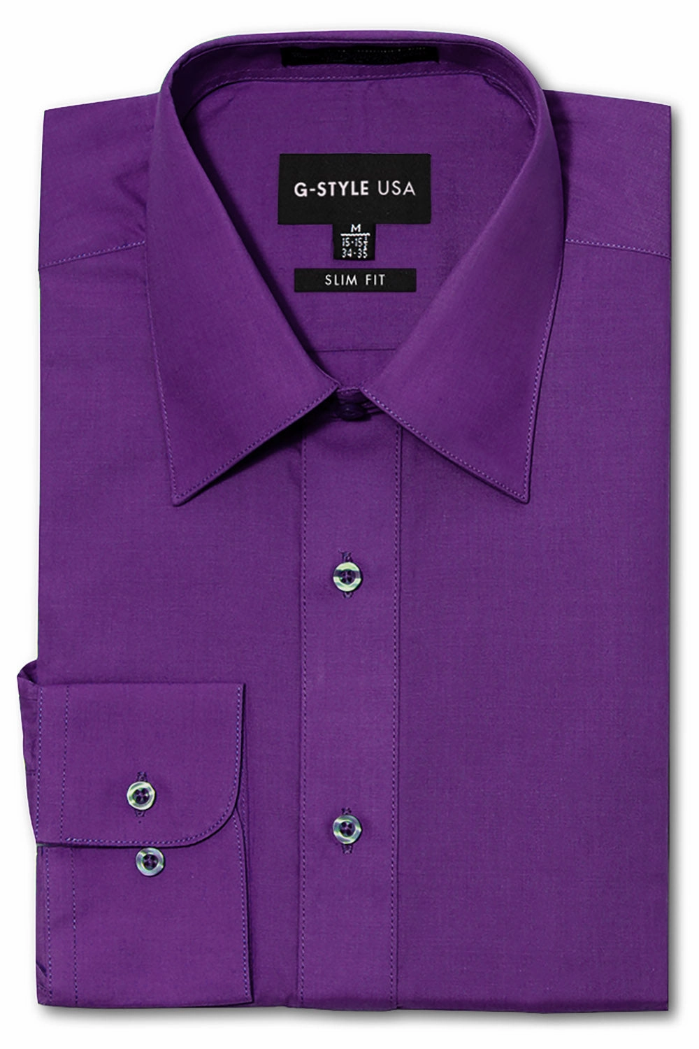Luxurious Feel Men's Slim Fit Solid Color Dress Shirt (Purple)