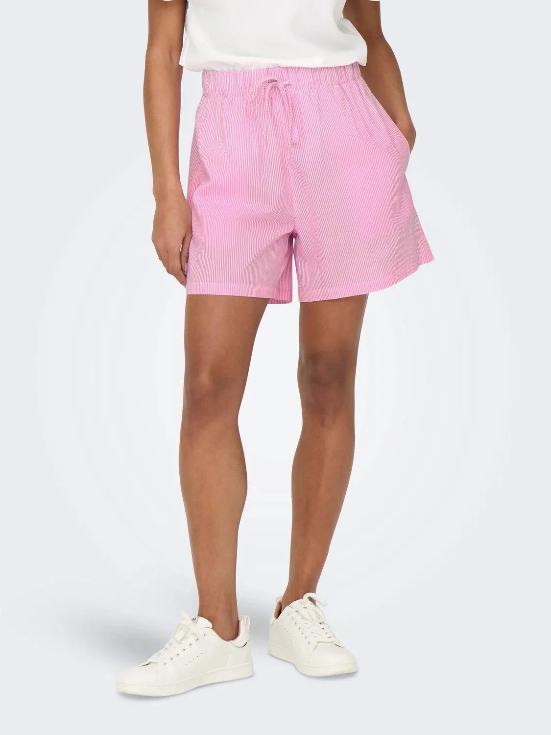 Weekend Warrior Elegant Striped Cotton Shorts