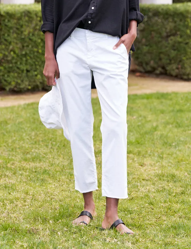 Frank & Eileen Wicklow Italian Chino in White FrictionResistantEdging Chic casual